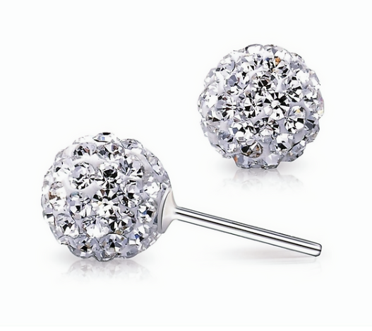 White Sparkle Crystal Ball Earrings