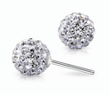 White Sparkle Crystal Ball Stud Earrings – Elegant Minimalist Jewelry