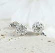 White Sparkle Crystal Ball Stud Earrings – Elegant Minimalist Jewelry