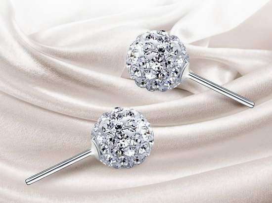 White Sparkle Crystal Ball Stud Earrings – Elegant Minimalist Jewelry