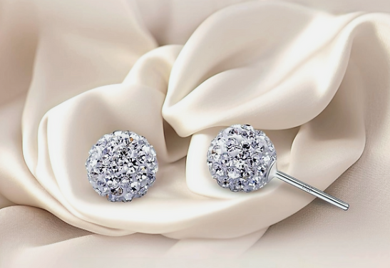 White Sparkle Crystal Ball Earrings