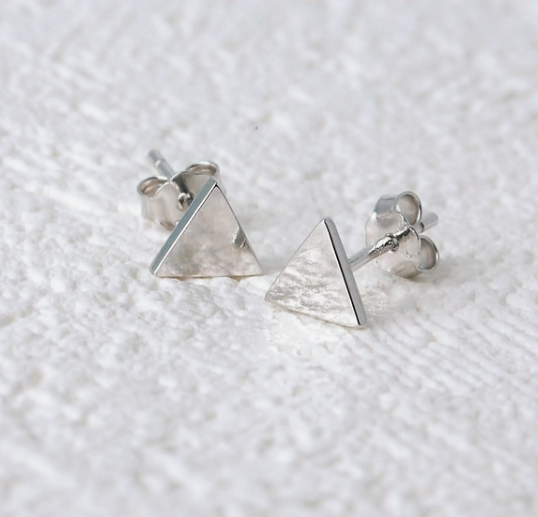 Minimalist Triangle Stud Earrings – Stainless Steel Geometric Jewelry