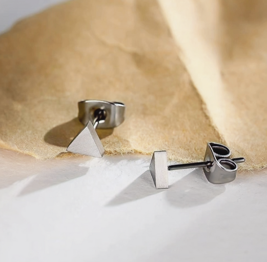 Minimalist Triangle Stud Earrings – Stainless Steel Geometric Jewelry