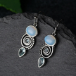 Artisanal Vintage-Style Drop Earrings with Moonstone Accen
