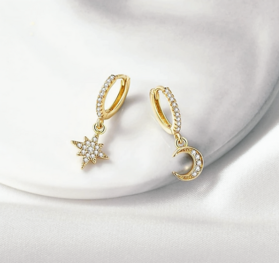 Moon Star Hoop Earrings
