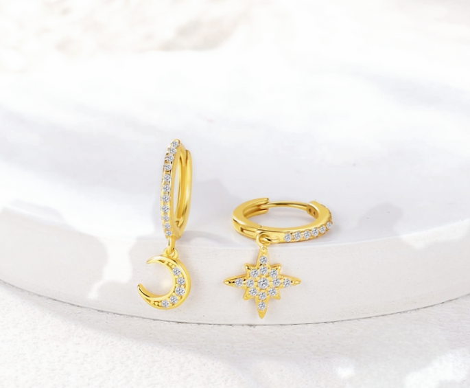 Moon Star Hoop Earrings