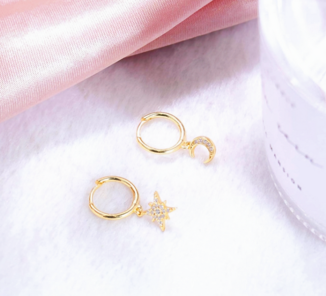 Moon Star Hoop Earrings