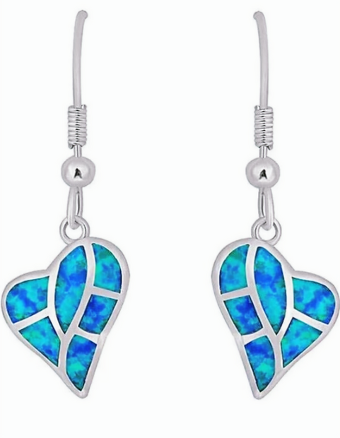 Iridescent Heart Drop Earrings – Elegant Romantic Jewelry