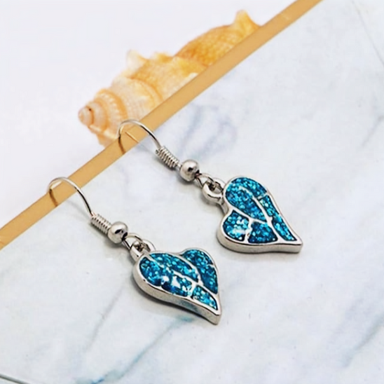 Iridescent Heart Drop Earrings – Elegant Romantic Jewelry