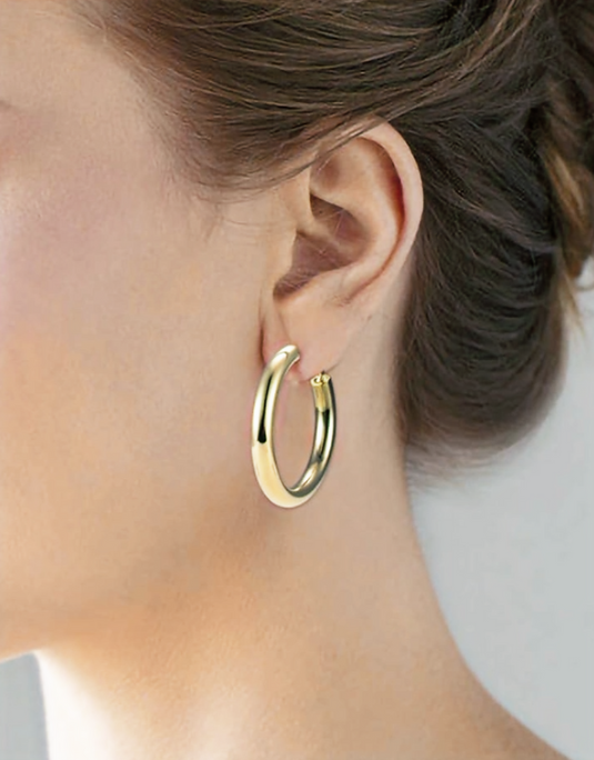 14K GP Stainless Steel Hoop Earrings 5 mm