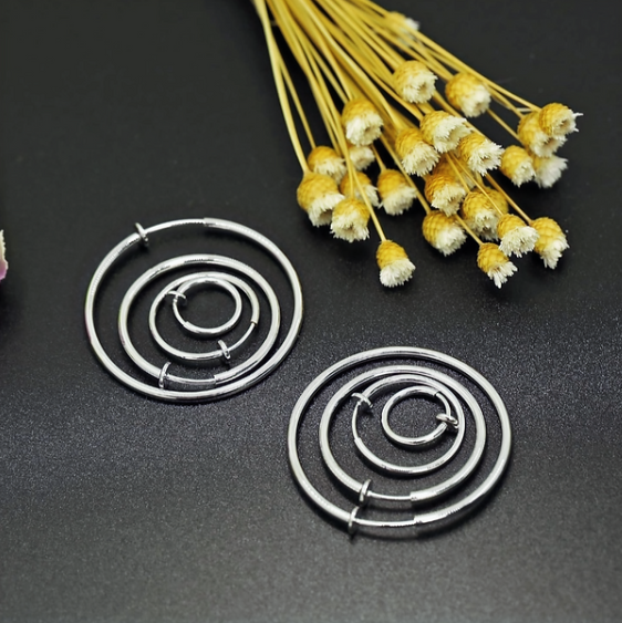Steel Clip Hoop  Earrings