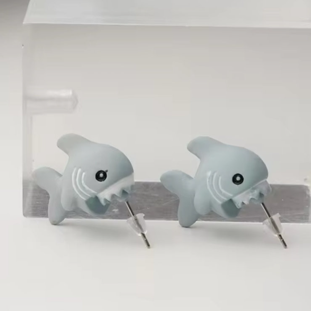 Playful Shark Stud Earrings – Unique Resin Jewelry