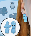 Cute Blue Hippo Stud Earrings – Playful Resin Animal Jewelry