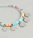 Vibrant Beaded Boho Hoop Earrings – Coin Pendants