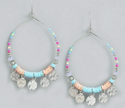 Vibrant Beaded Boho Hoop Earrings – Coin Pendants