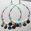 Vibrant Beaded Boho Hoop Earrings – Coin Pendants