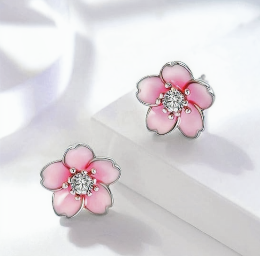 Delicate Enamel Flower Stud Earrings – Minimalist Floral Jewelry