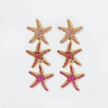 Vibrant Starfish Dangle Earrings – Fun Coral Pink Summer Jewelry