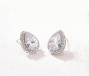 Sparkling Teardrop Wedding Studs – Sophisticated Silver-Tone Earrings