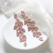Rose Gold Crystal Chandelier Drop Earrings – Elegant Bridal Jewelry