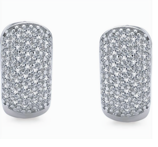Bridal Cubic Zirconia Micro Pave CZ Huggie Hoop Earrings 7mm