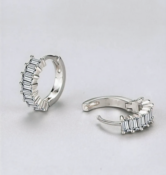 Baguette Style Immitation Diamond Earrings