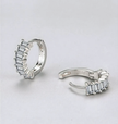 Baguette-Cut Crystal Hoop Earrings – Sleek Silver-Tone Jewelry