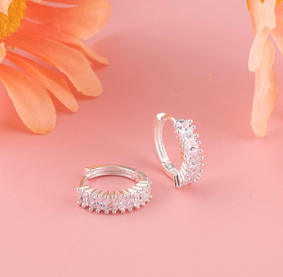 Baguette Style Immitation Diamond Earrings
