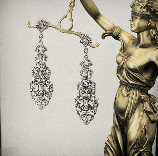 1920s Flapper Earrings Roaring 20s Great Gatsby Rhinestone Earrings