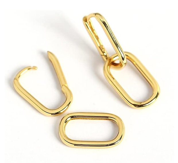 Chunky Chain Link Hoop Earrings – Bold Modern Gold-Tone Jewelry