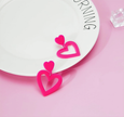 Playful Pink Heart Acrylic Drop Earrings – Statement Fashion Jewelry