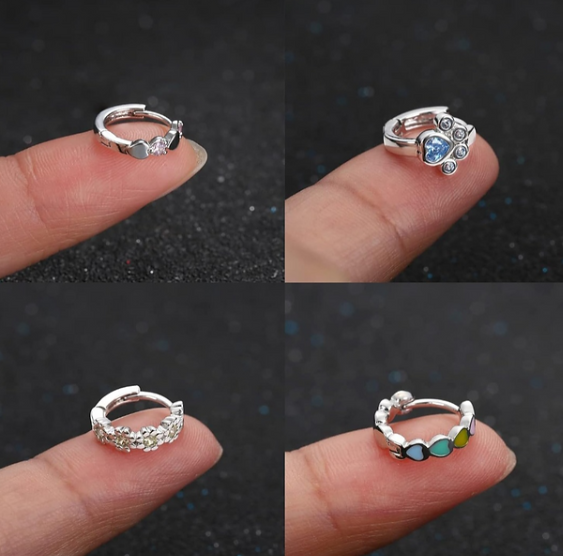 4 Pairs Huggie Hoop Earrings Stainless Steel