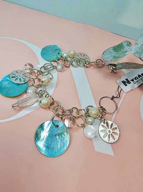 Abalone Shell and Steel Bracelet 18cm Summer Jewelry