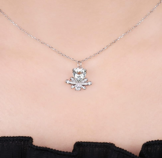 14k White Gold Plated 925 Sterling Silver Necklaces