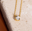 Elegant 14K Gold-Plated Cubic Zirconia Solitaire Pendant Necklace