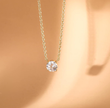 Elegant 14K Gold-Plated Cubic Zirconia Solitaire Pendant Necklace