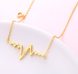 Classic EKG Cardiogram Heartbeat Necklace Gold Plated Silver 18 Inch