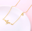 Classic EKG Cardiogram Heartbeat Necklace Gold Plated Silver 18 Inch