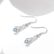 Classic Celtic Heart Drop Earrings in Sterling Silver with Blue Gemstone