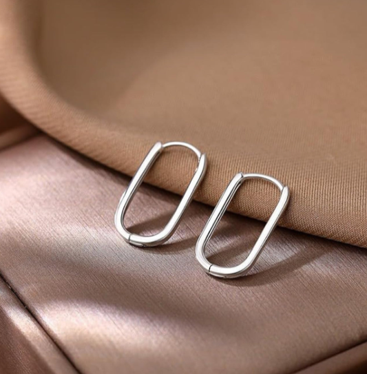 Silver Paperclip Hoop Earrings