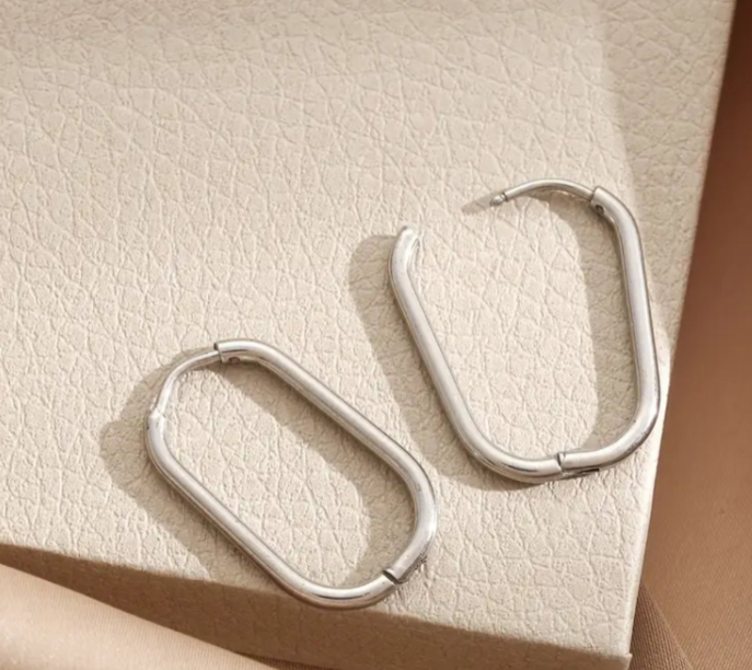 Silver Paperclip Hoop Earrings