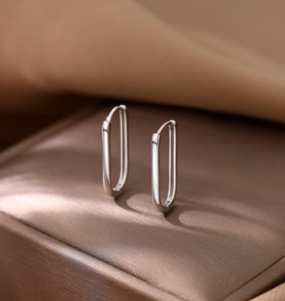 Silver Paperclip Hoop Earrings