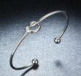 White Gold Plated Love Knot Bangle Bracelet Eco Friendly Brass Jewelry