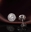 18K White Gold Plated Halo Stud Earrings with Cubic Zirconia