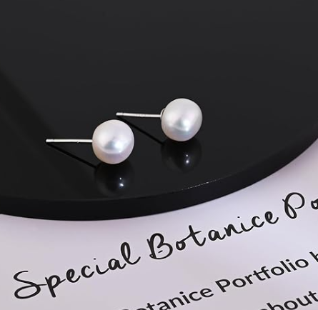 Silver Pearl Stud Earrings