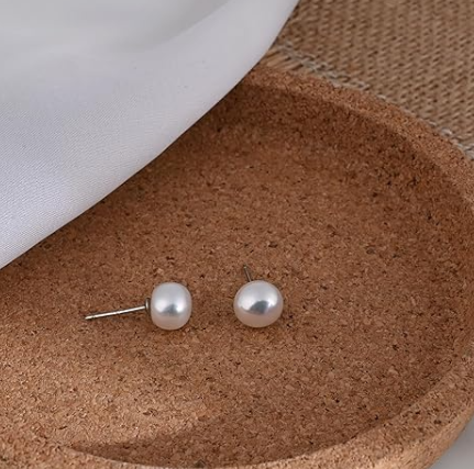 Silver Pearl Stud Earrings