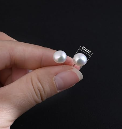 Silver Pearl Stud Earrings