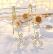 Elegant Zircon Floral Star Tassel Dangle Earrings