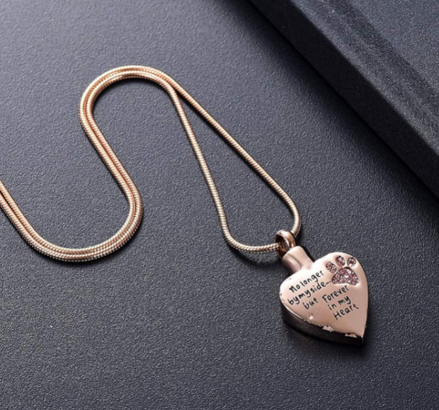Heart Cremation Jewelry for Pet Ashes – Carved Locket Pendant Necklace