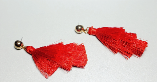 Bohemian Multi-Pack Earrings Set – Red Tassels, Gold Hoops & Studs